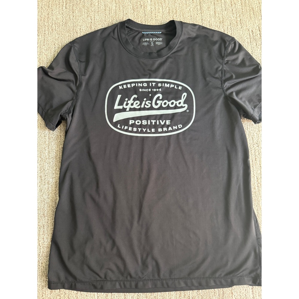 Life is Good Mens Active T-Shirt Small Black Keeping It Simple Graphic Tee